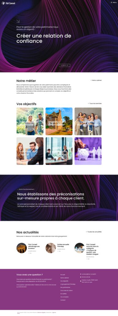 Aperçu du site internet du cabinet de CGP FAA Conseil