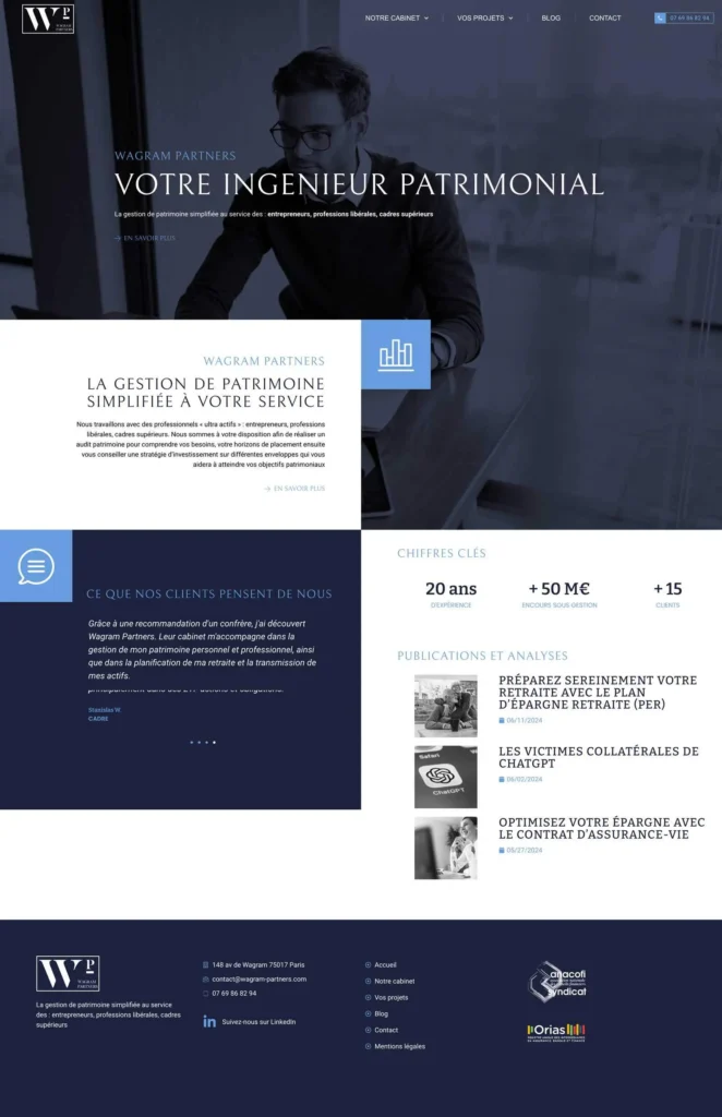 Aperçu du site internet de Wagram Partners